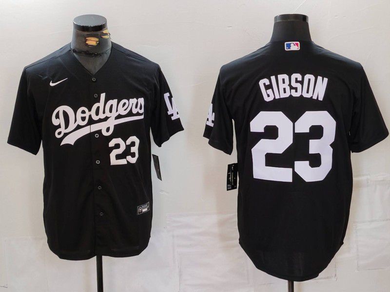 Men Los Angeles Dodgers 23 Gibson Black Nike Game 2024 MLB Jersey style 4